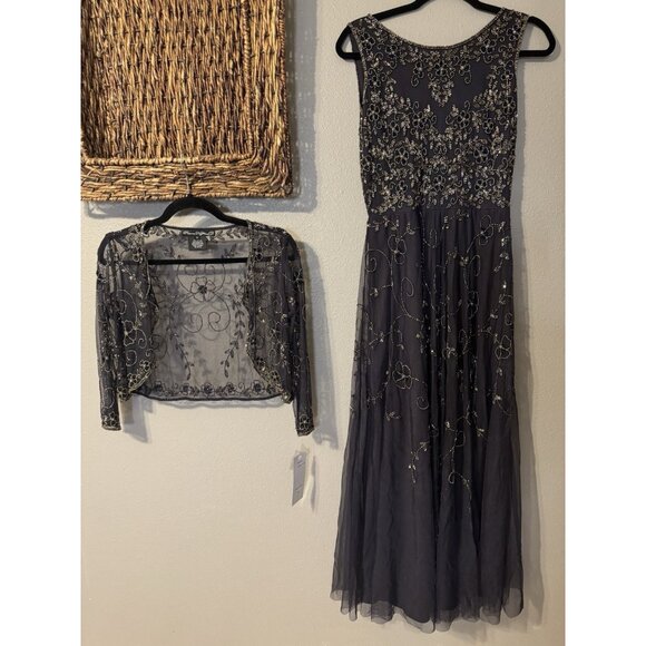 Pisarro Nights Jacket & Long Dress 6 Sequin Beaded Wedding Party Formal NEW $268 - Picture 3 of 16